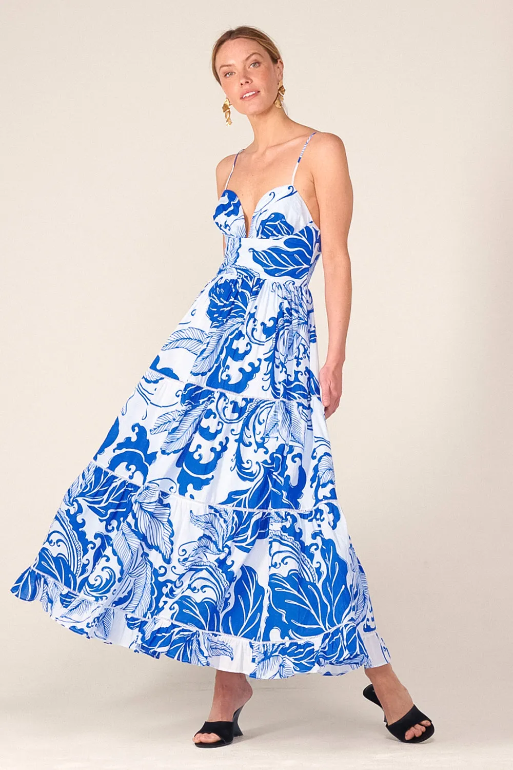 Long Dress Milena - Blue Reef Wave sold by Poupette St Barth