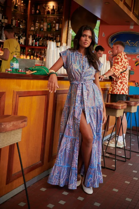 Long Dress Kora - Blue Akoya sold by Poupette St Barth