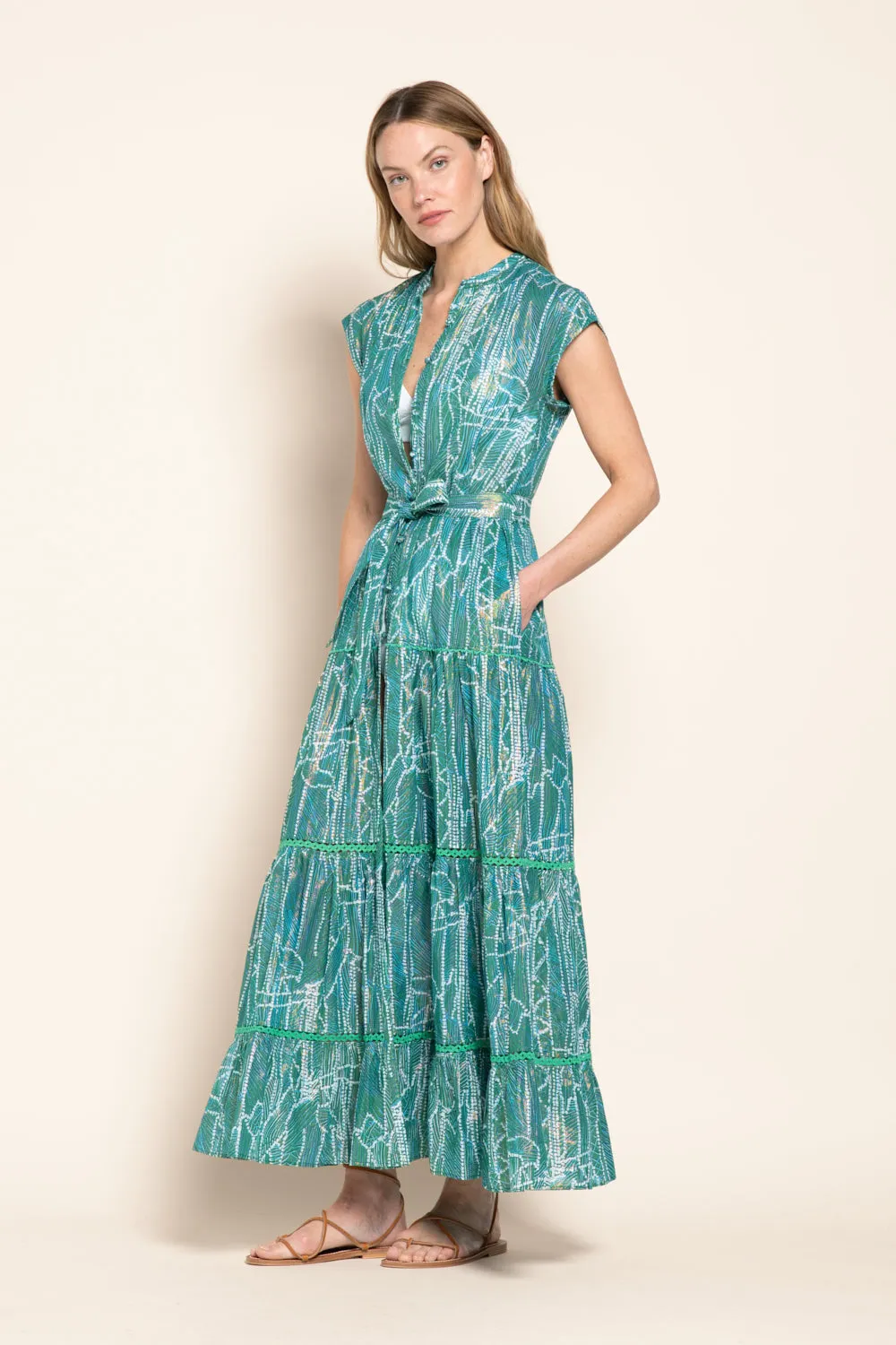 Long Dress Kora - Green Akoya sold by Poupette St Barth product image thumbnail 2