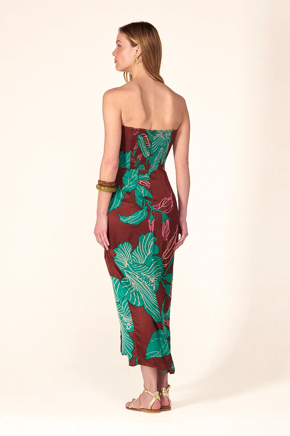 Long Dress Collina - Brown Hibiscus sold by Poupette St Barth product image thumbnail 4