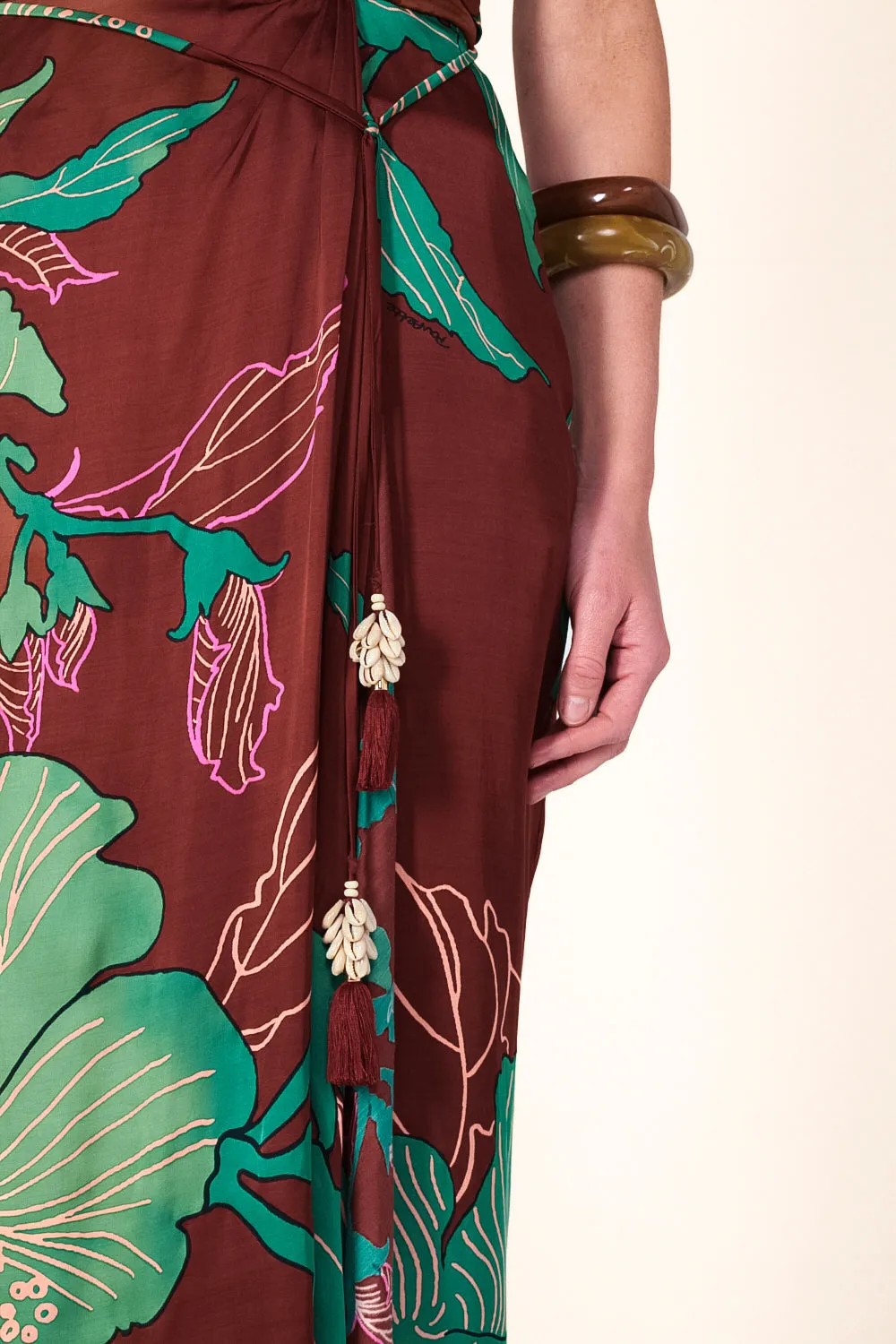Long Dress Collina - Brown Hibiscus sold by Poupette St Barth product image thumbnail 5