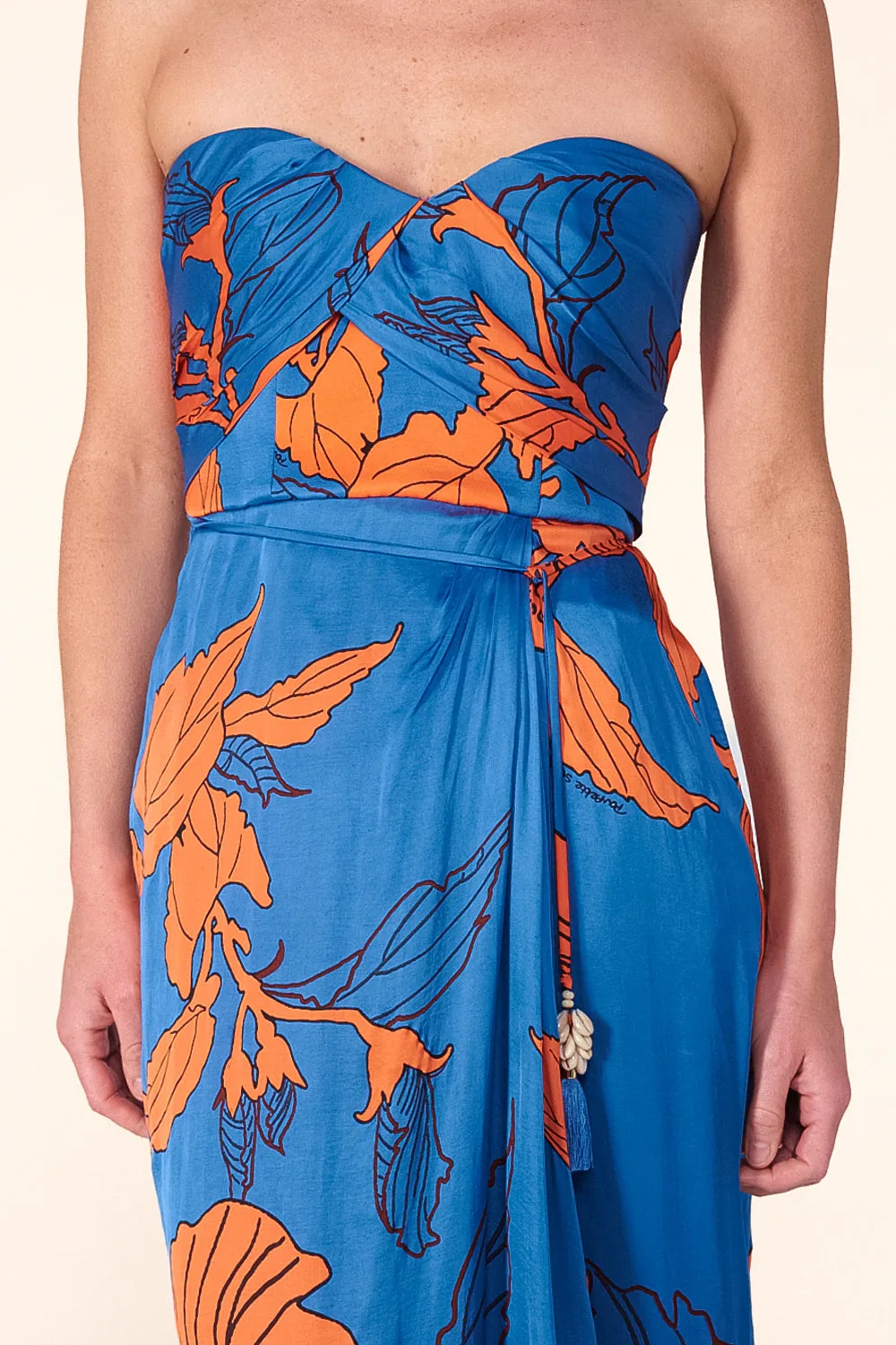 Long Dress Collina - Blue Hibiscus sold by Poupette St Barth product image thumbnail 3