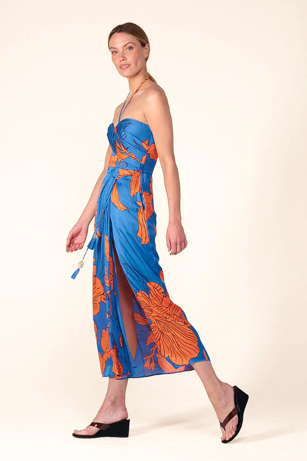 Long Dress Collina - Blue Hibiscus sold by Poupette St Barth product image thumbnail 2