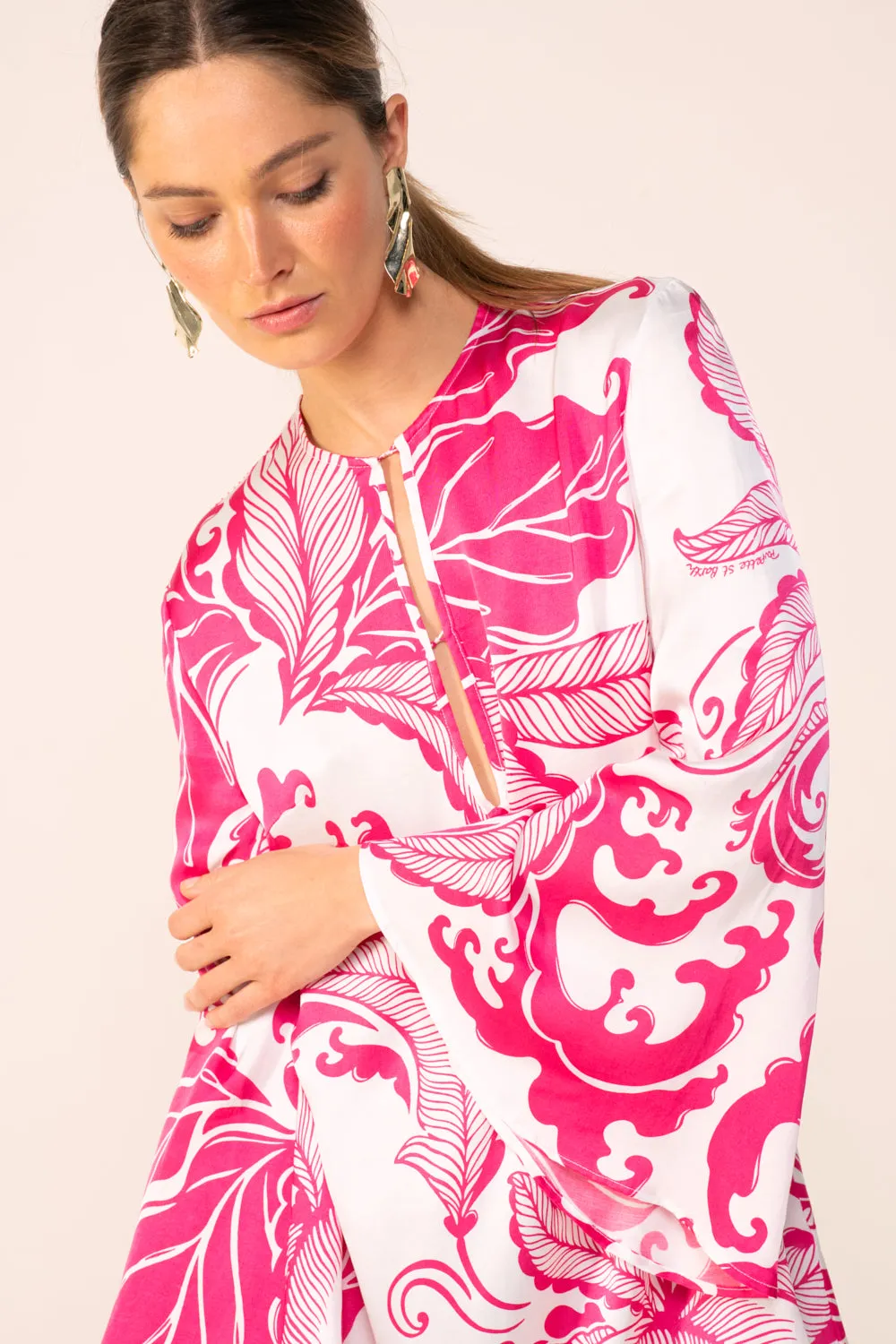 Mini Dress Gia - Pink Reef Wave sold by Poupette St Barth product image thumbnail 2