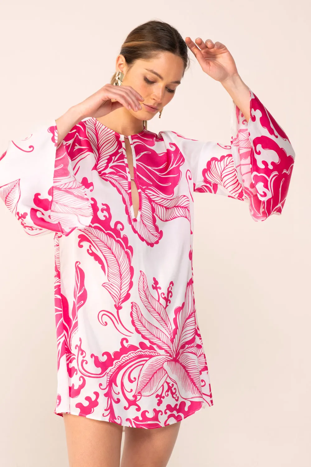 Mini Dress Gia - Pink Reef Wave sold by Poupette St Barth product image thumbnail 4