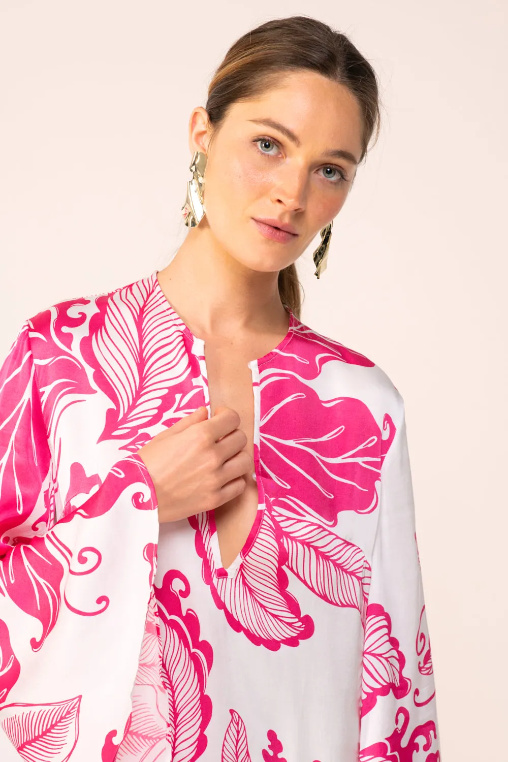 Mini Dress Gia - Pink Reef Wave sold by Poupette St Barth