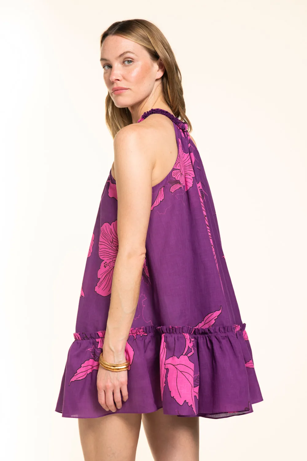 Mini Dress Cleo - Purple Hibiscus sold by Poupette St Barth product image thumbnail 4