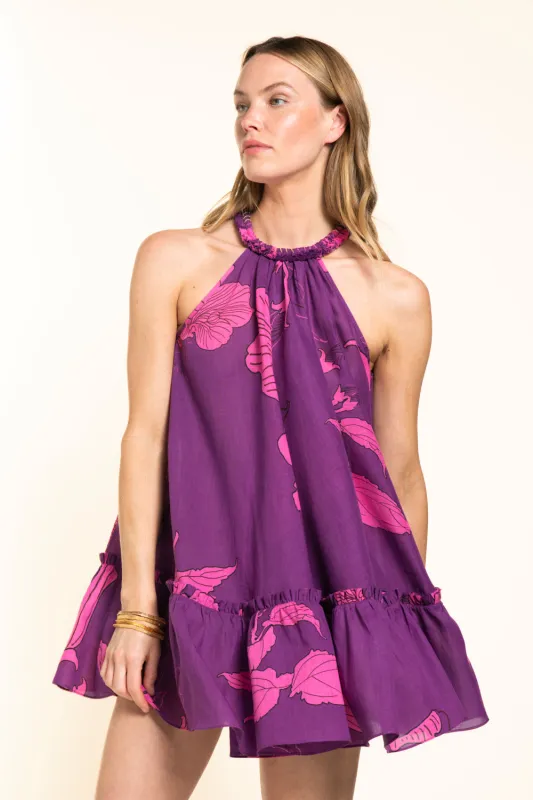 Mini Dress Cleo - Purple Hibiscus sold by Poupette St Barth