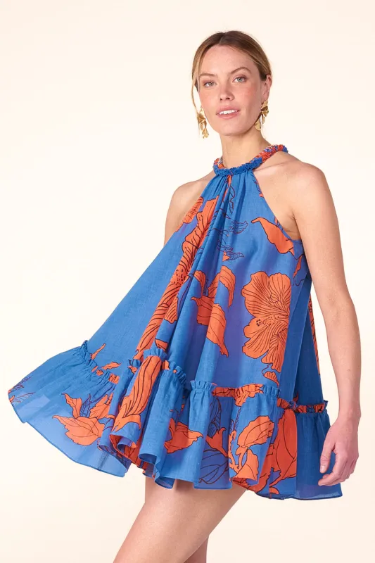 Mini Dress Cleo - Blue Hibiscus sold by Poupette St Barth
