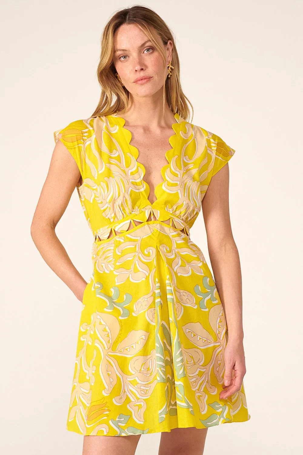 Mini Dress Hazel - Yellow Ritual sold by Poupette St Barth product image thumbnail 4