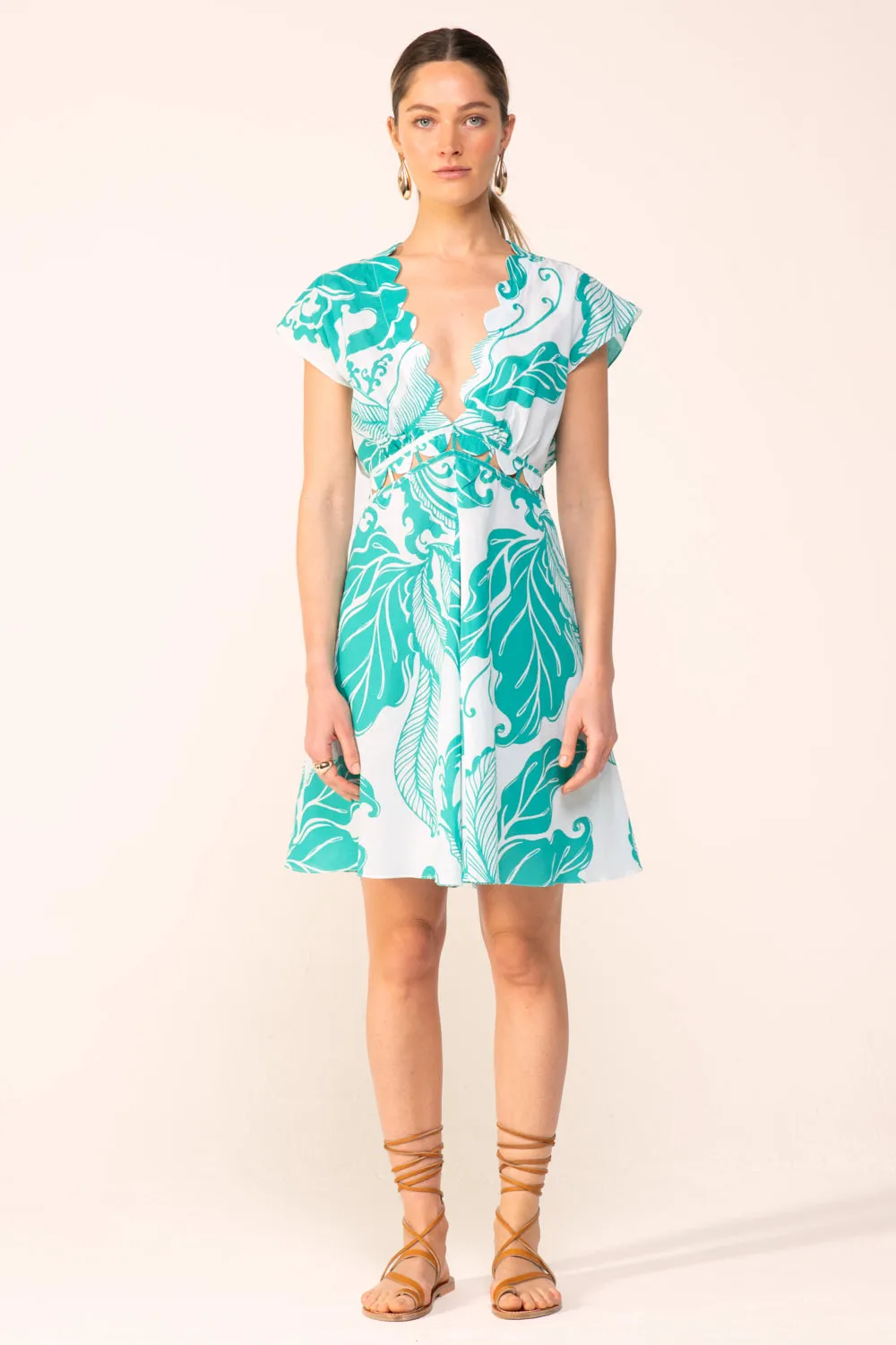 Mini Dress Hazel - Green Reef Wave sold by Poupette St Barth product image thumbnail 2