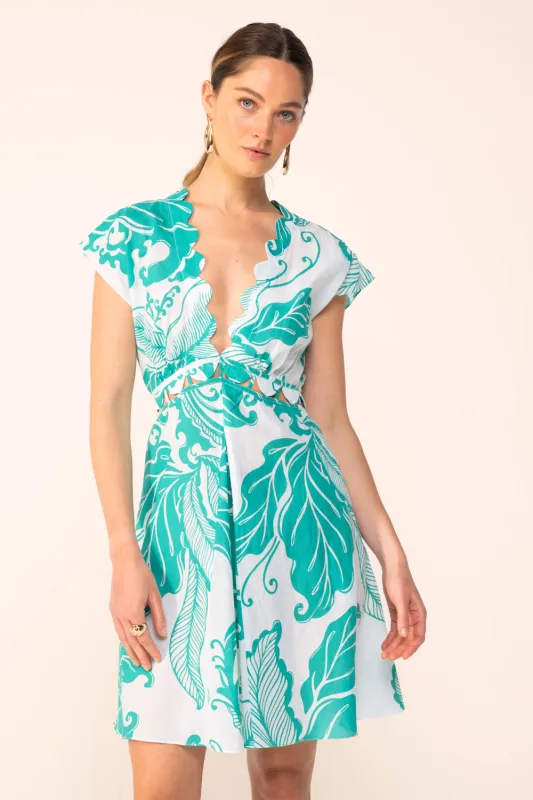 Mini Dress Hazel - Green Reef Wave sold by Poupette St Barth