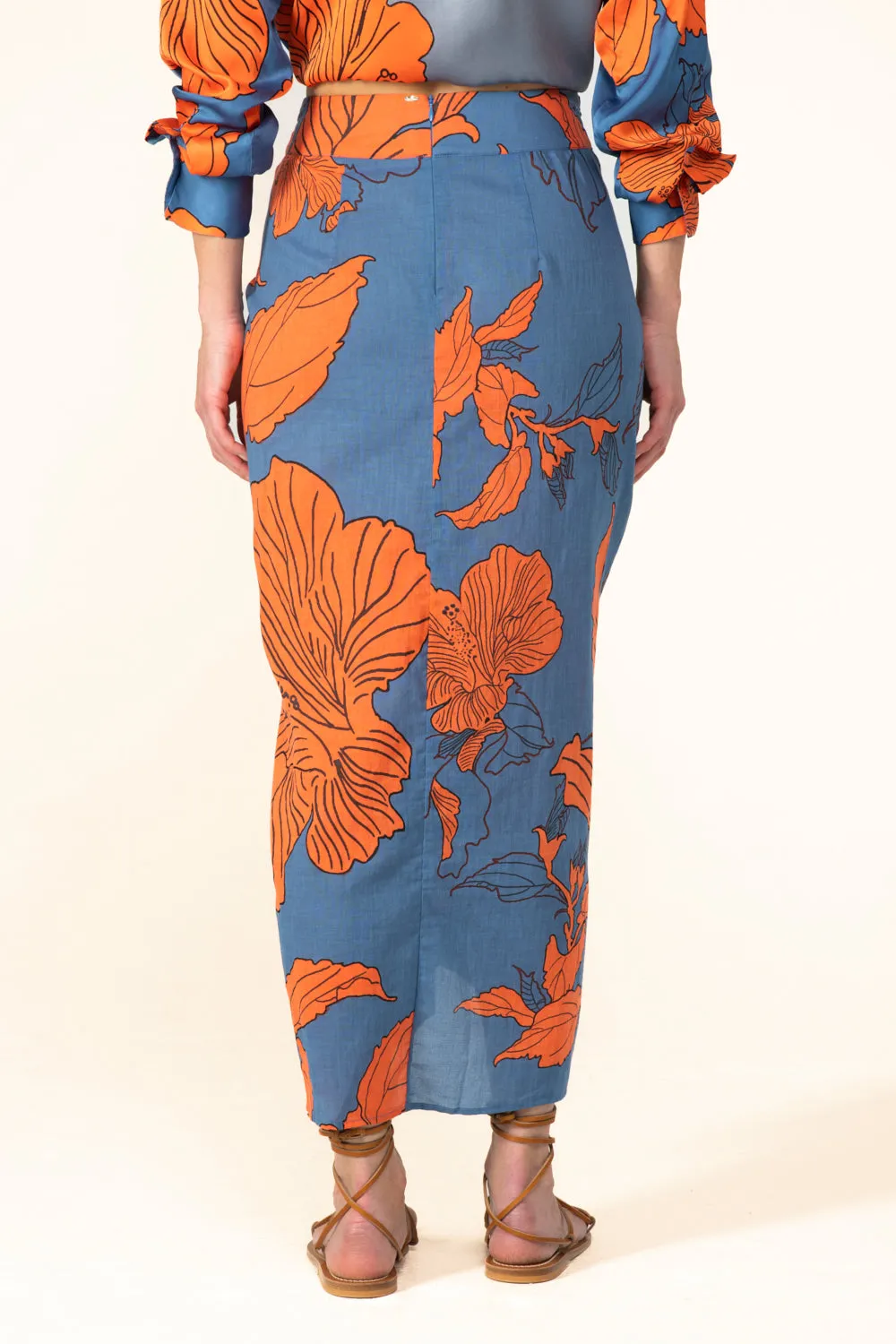 Long Skirt Uma - Blue Hibiscus sold by Poupette St Barth product image thumbnail 4