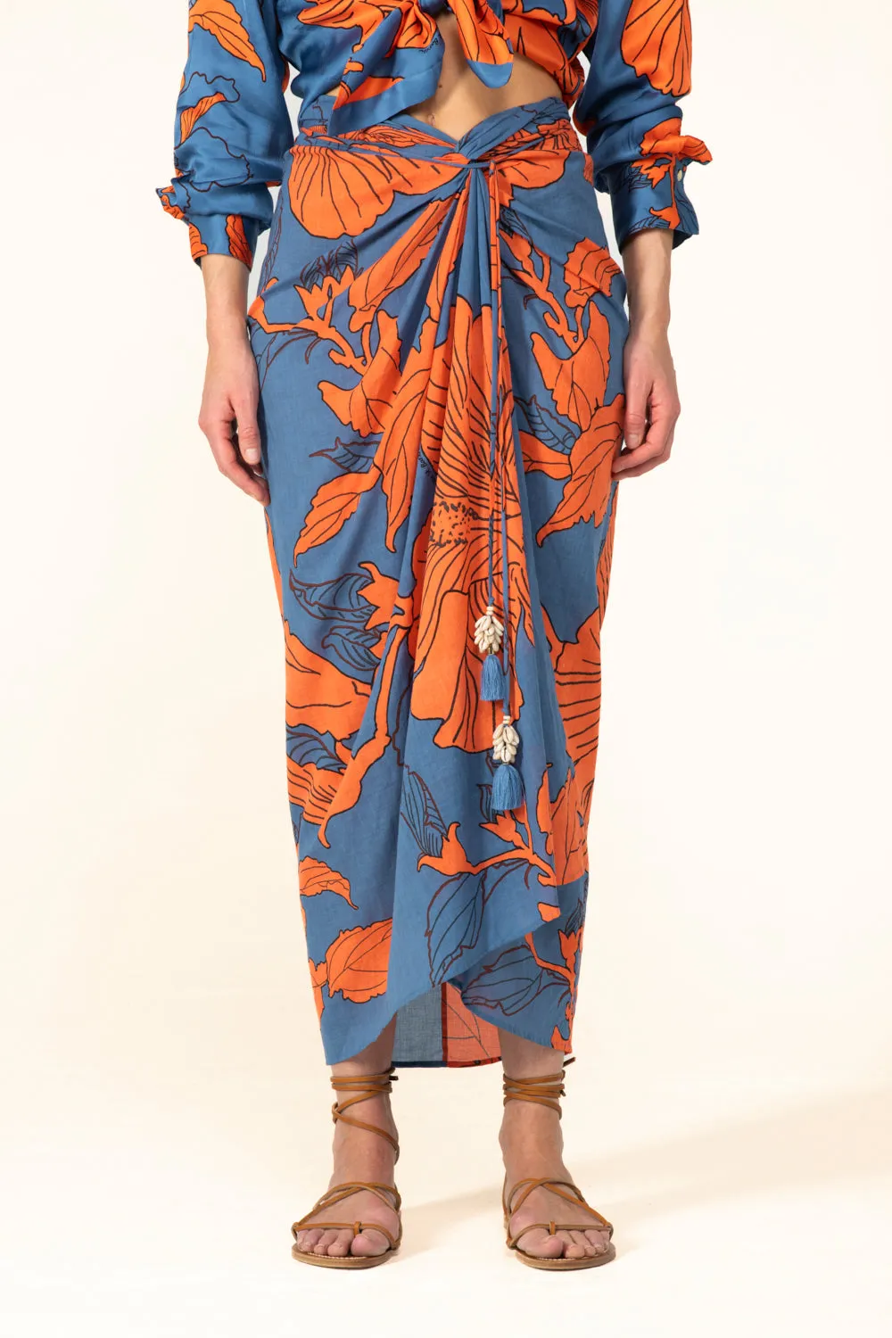 Long Skirt Uma - Blue Hibiscus sold by Poupette St Barth product image thumbnail 2