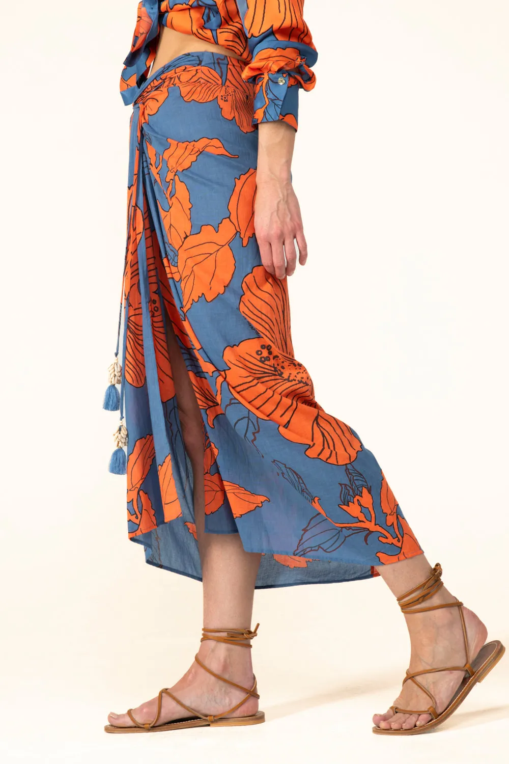 Long Skirt Uma - Blue Hibiscus sold by Poupette St Barth product image thumbnail 3