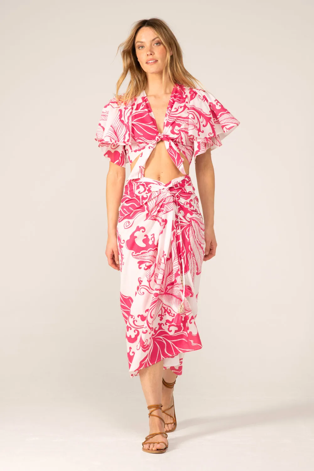 Long Skirt Uma - Pink Reef Wave sold by Poupette St Barth product image thumbnail 3