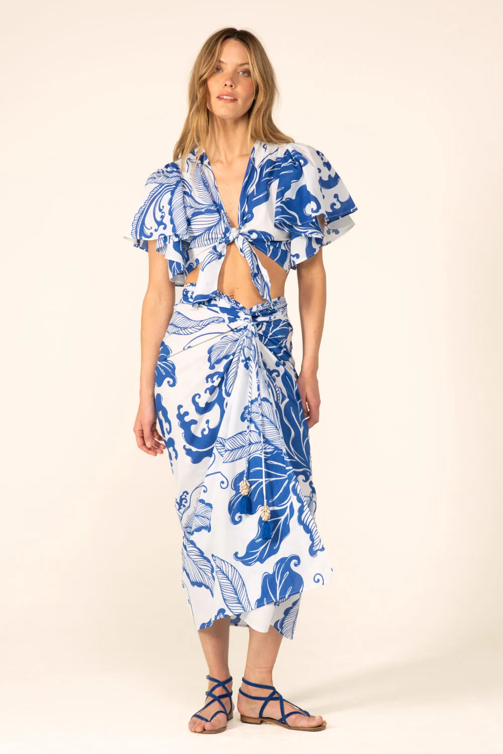 Long Skirt Uma - Blue Reef Wave sold by Poupette St Barth