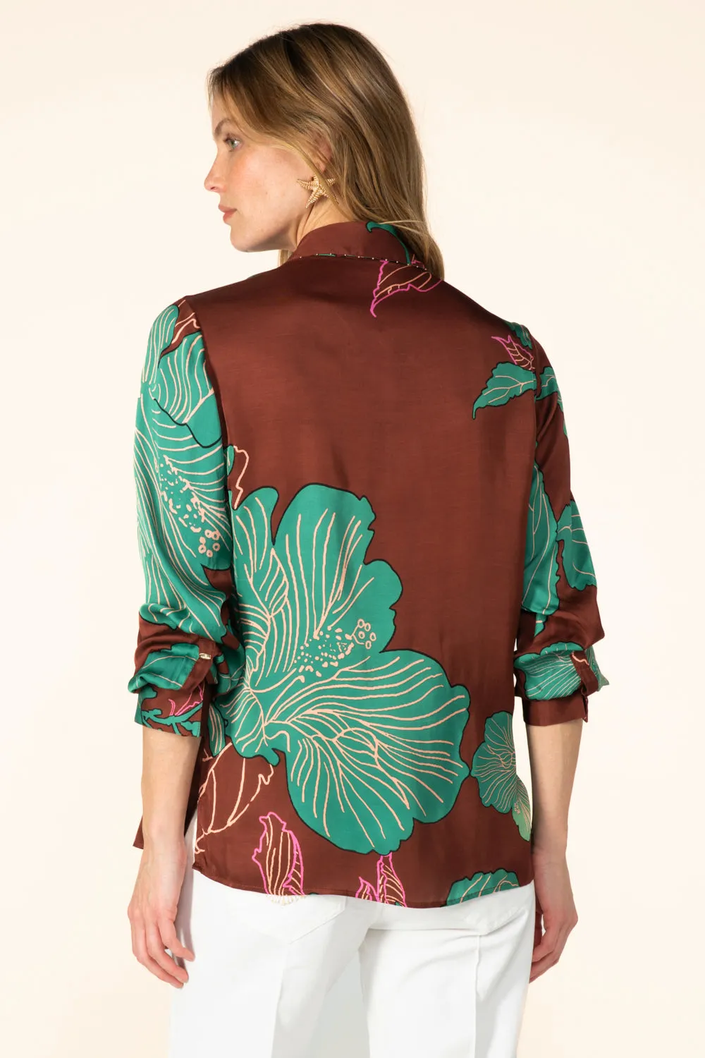 Shirt Eileen - Brown Hibiscus sold by Poupette St Barth product image thumbnail 5