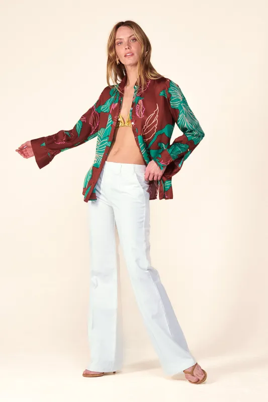 Shirt Eileen - Brown Hibiscus sold by Poupette St Barth