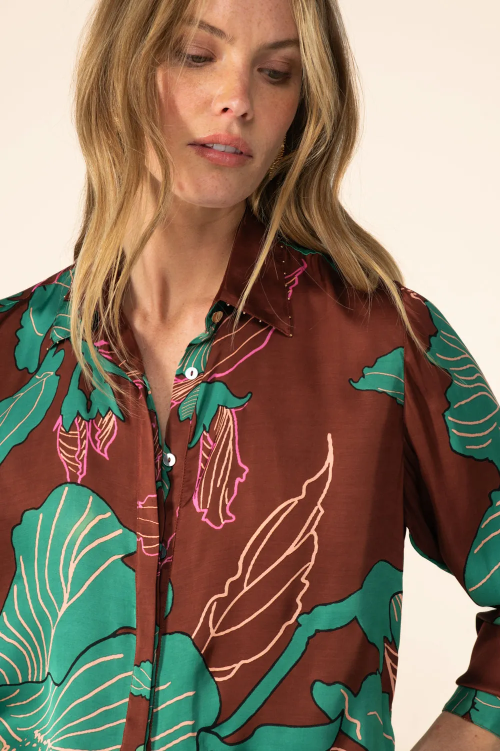 Shirt Eileen - Brown Hibiscus sold by Poupette St Barth product image thumbnail 3