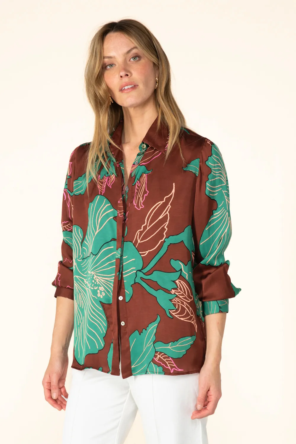 Shirt Eileen - Brown Hibiscus sold by Poupette St Barth product image thumbnail 2