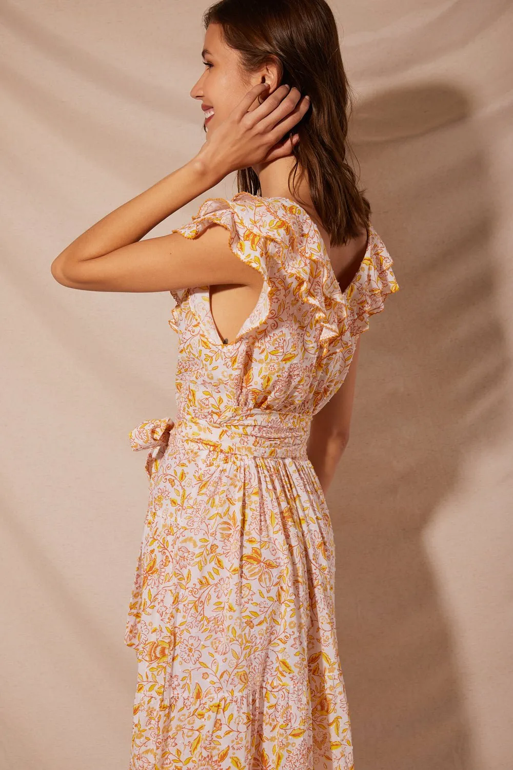 Long Dress Della - Yellow Menton sold by Poupette St Barth product image thumbnail 4
