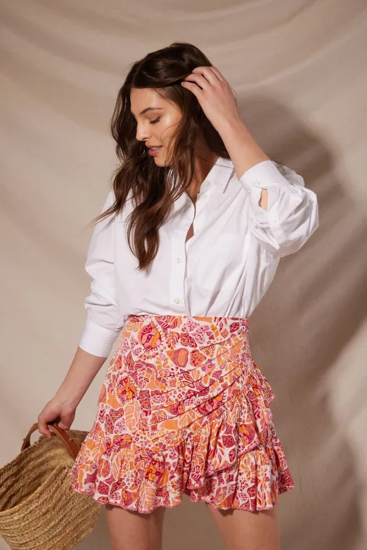 Mini Skirt Mabelle - Red Chagal sold by Poupette St Barth