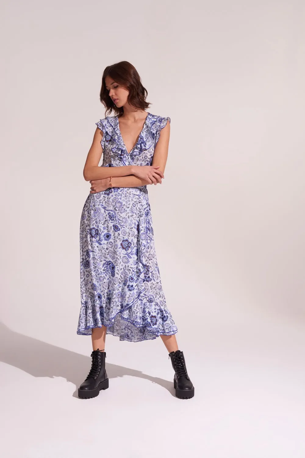 Midi Dress Aude - Blue Pensee sold by Poupette St Barth