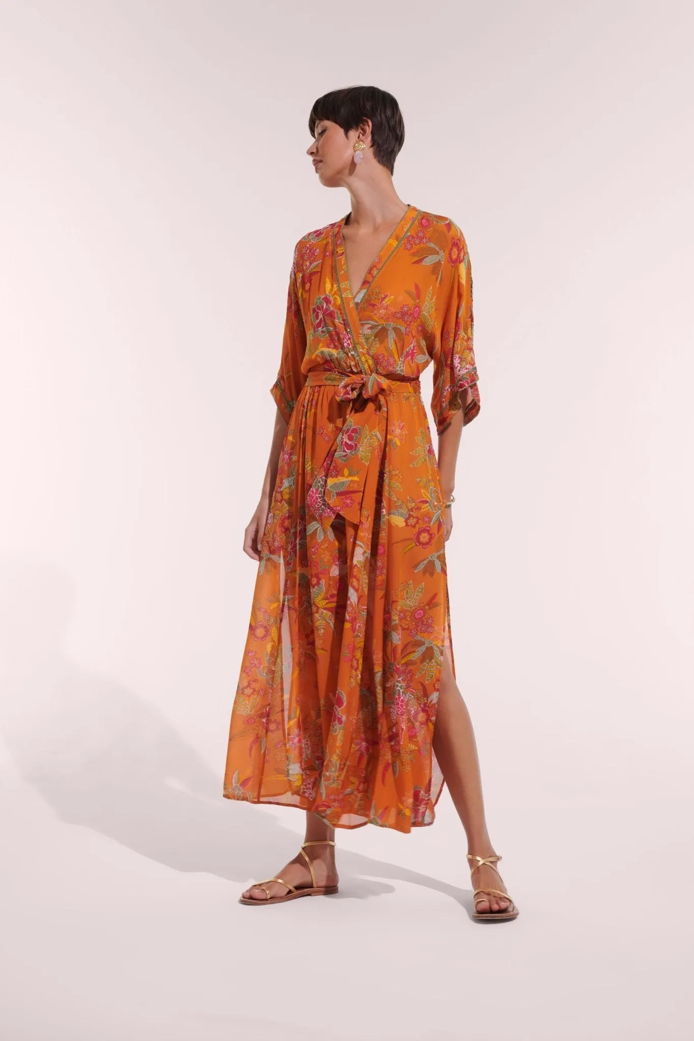 Long Dress Adha - Orange Leo Forest sold by Poupette St Barth product image thumbnail 2