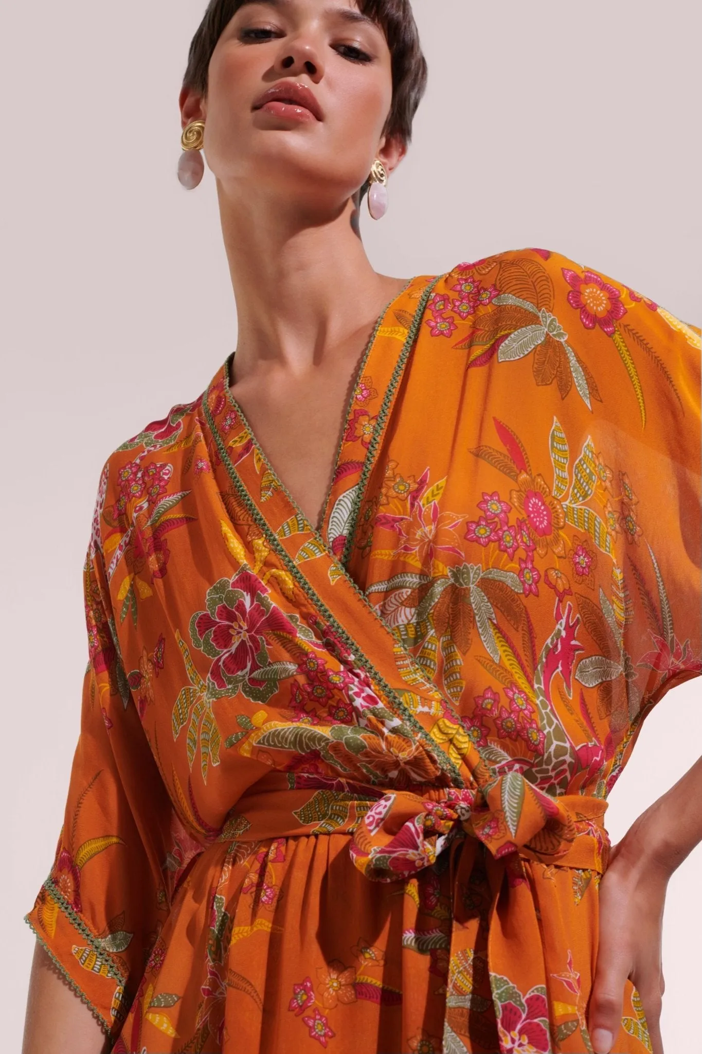 Long Dress Adha - Orange Leo Forest sold by Poupette St Barth product image thumbnail 4