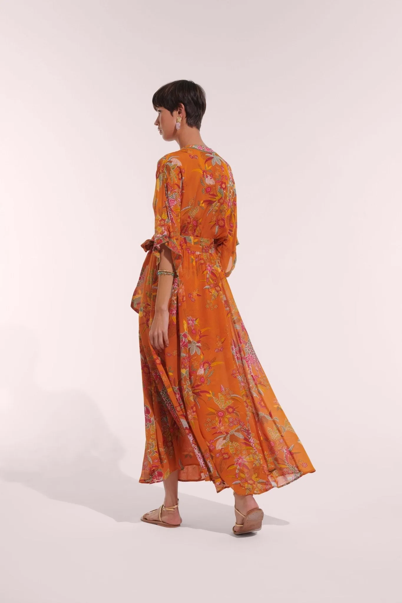Long Dress Adha - Orange Leo Forest sold by Poupette St Barth product image thumbnail 3