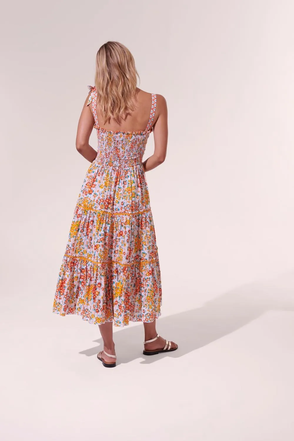 Midi Dress Triny - Orange Aquarelle sold by Poupette St Barth product image thumbnail 3