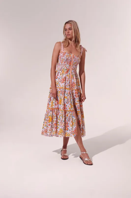 Midi Dress Triny - Orange Aquarelle sold by Poupette St Barth