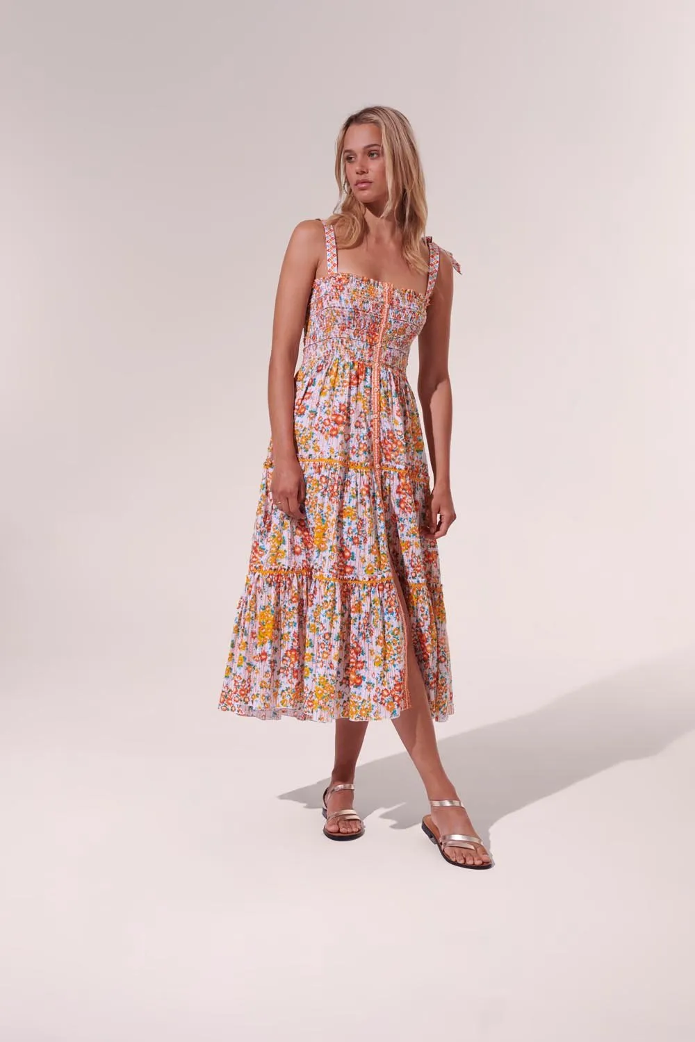 Midi Dress Triny - Orange Aquarelle sold by Poupette St Barth