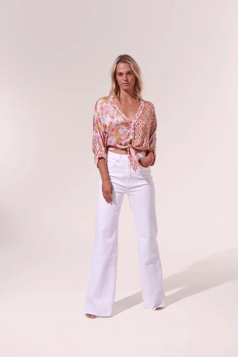 Shirt Azia - White Pink Diagonal Batik sold by Poupette St Barth product image thumbnail 2