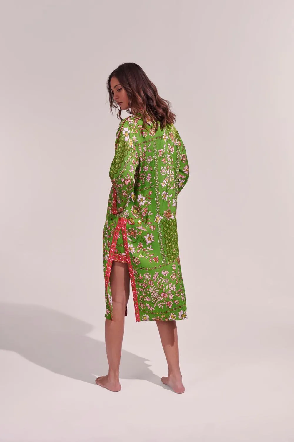 Long Kimono Erica - Green Botanique sold by Poupette St Barth product image thumbnail 4