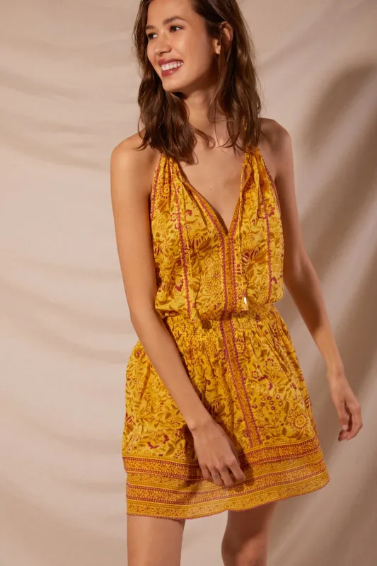 Mini Dress Carine - Yellow Toulon sold by Poupette St Barth