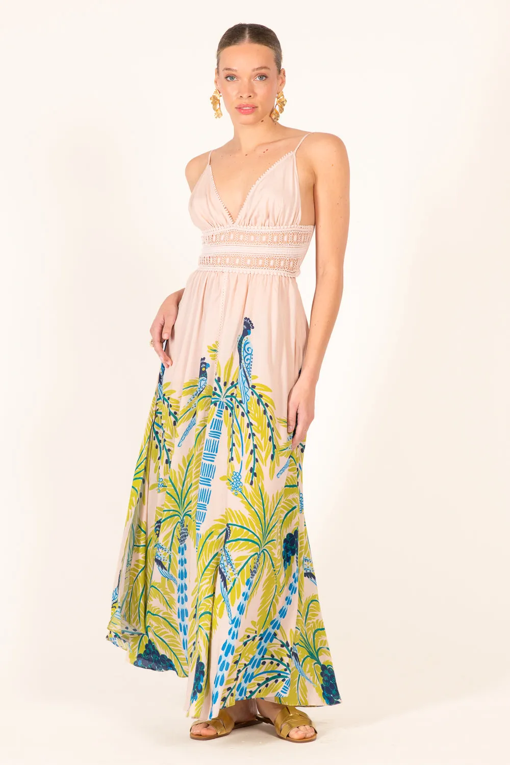 Long Dress Havana - Green Palmrott sold by Poupette St Barth product image thumbnail 3