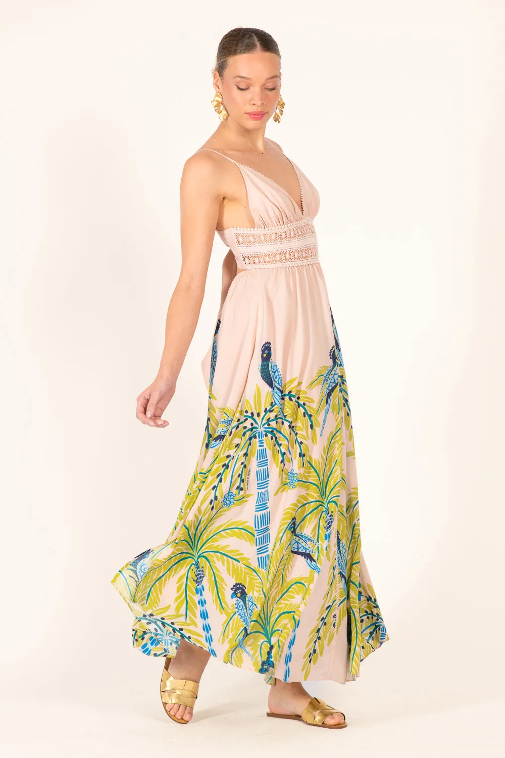Long Dress Havana - Green Palmrott sold by Poupette St Barth product image thumbnail 4