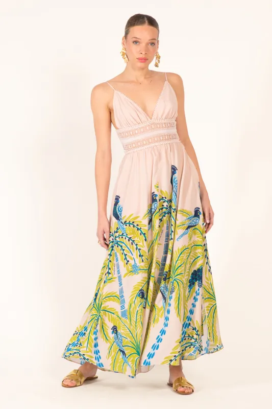 Long Dress Havana - Green Palmrott sold by Poupette St Barth