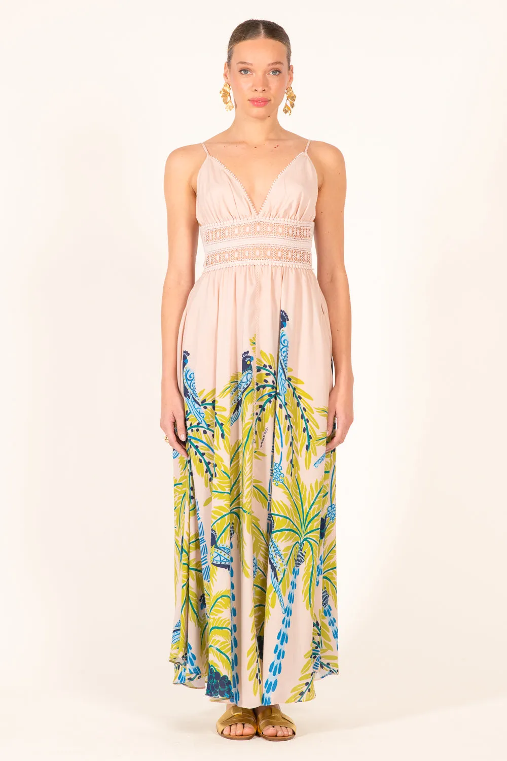 Long Dress Havana - Green Palmrott sold by Poupette St Barth product image thumbnail 2