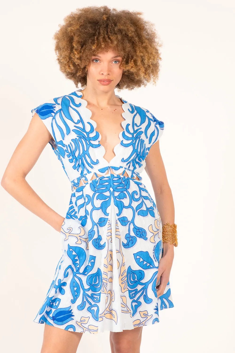 Mini Dress Hazel - White Blue Ritual sold by Poupette St Barth product image thumbnail 2