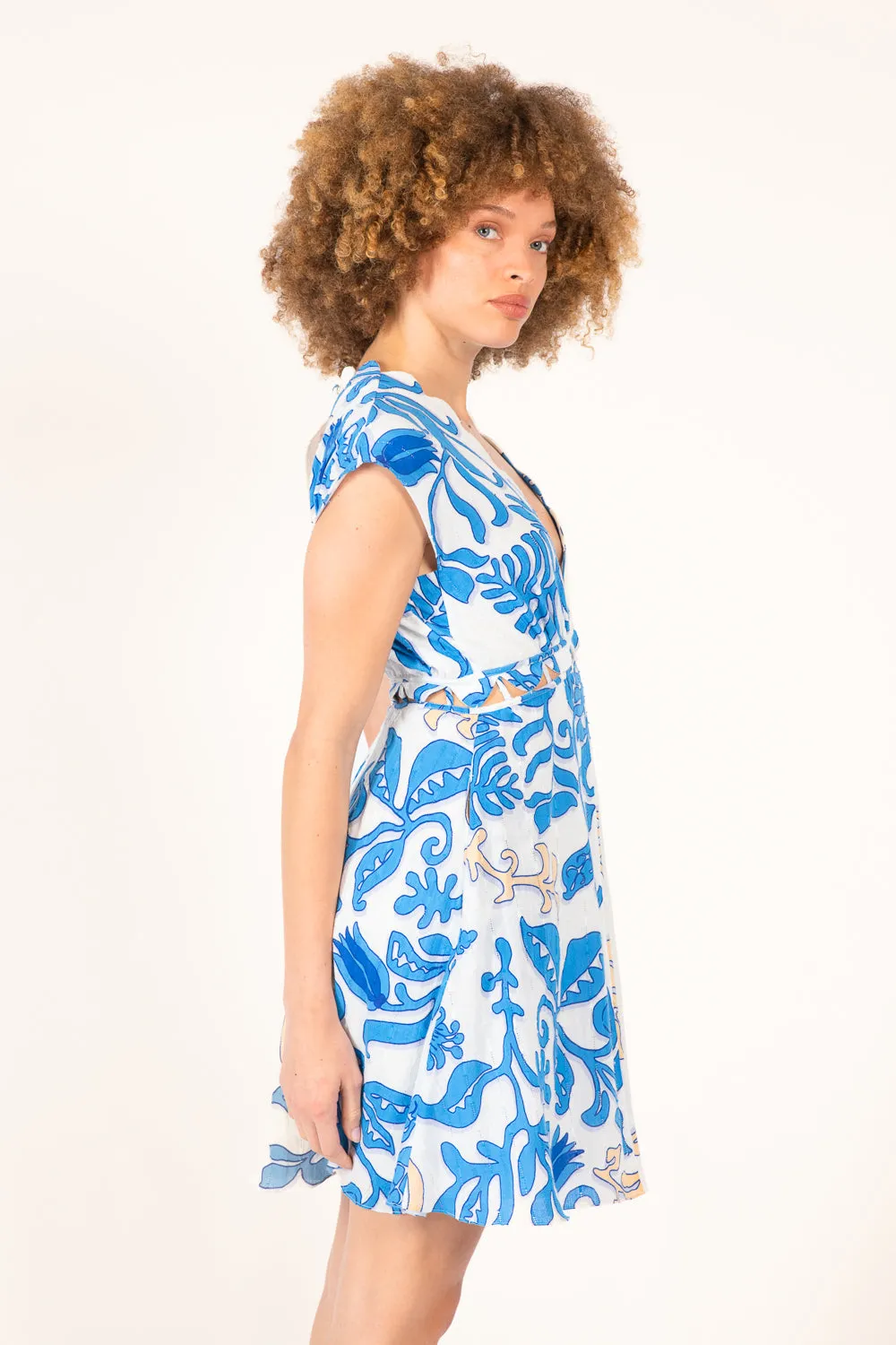 Mini Dress Hazel - White Blue Ritual sold by Poupette St Barth product image thumbnail 5