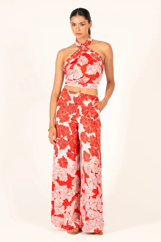 Pant Clea - Red Flower Bunch sold by Poupette St Barth