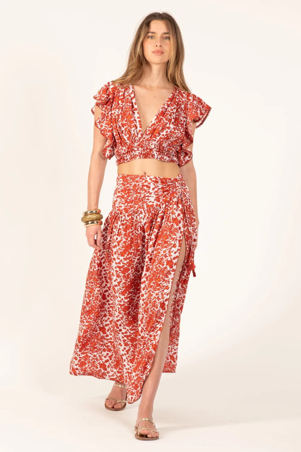 Long Skirt Carla - Paprika Aquaflora sold by Poupette St Barth