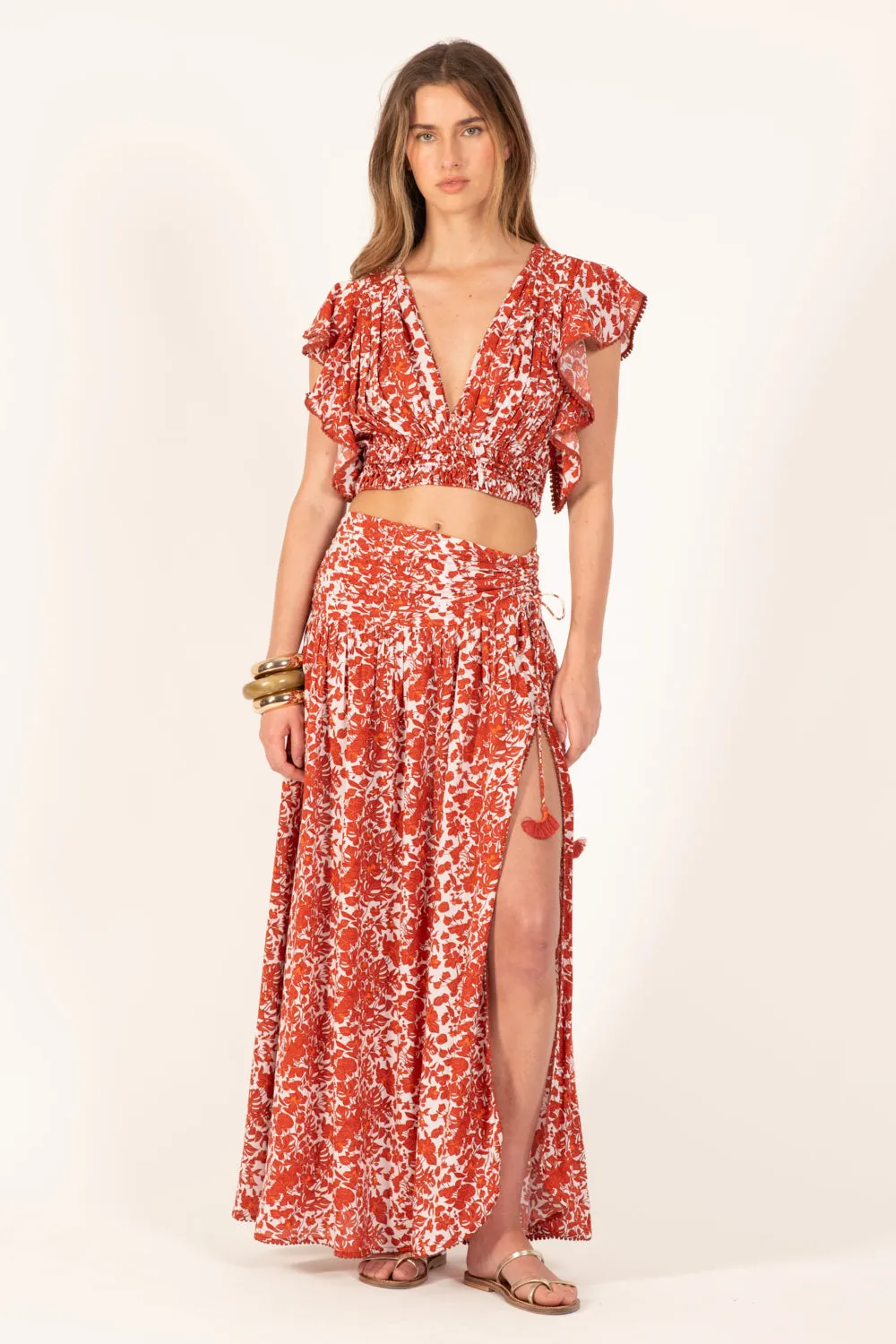 Long Skirt Carla - Paprika Aquaflora sold by Poupette St Barth product image thumbnail 2