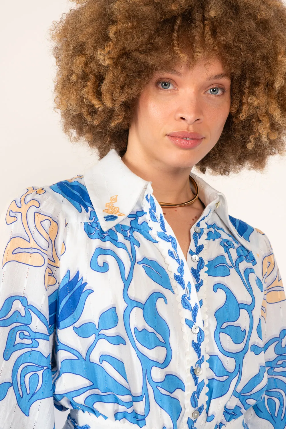 Mini Dress Conti - White Blue Ritual sold by Poupette St Barth product image thumbnail 3