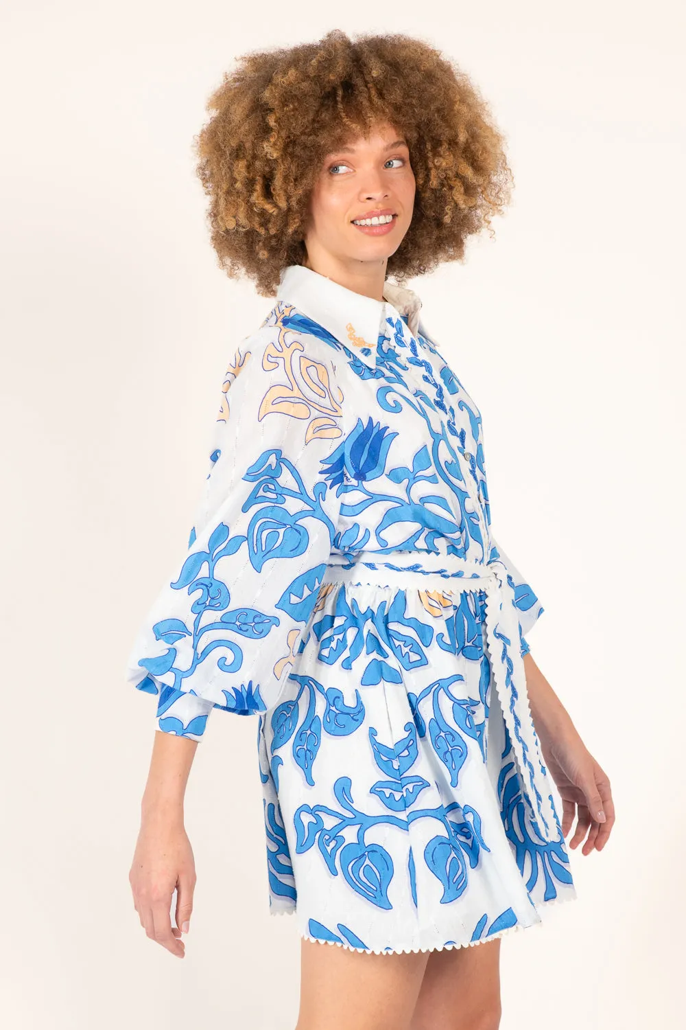 Mini Dress Conti - White Blue Ritual sold by Poupette St Barth product image thumbnail 5