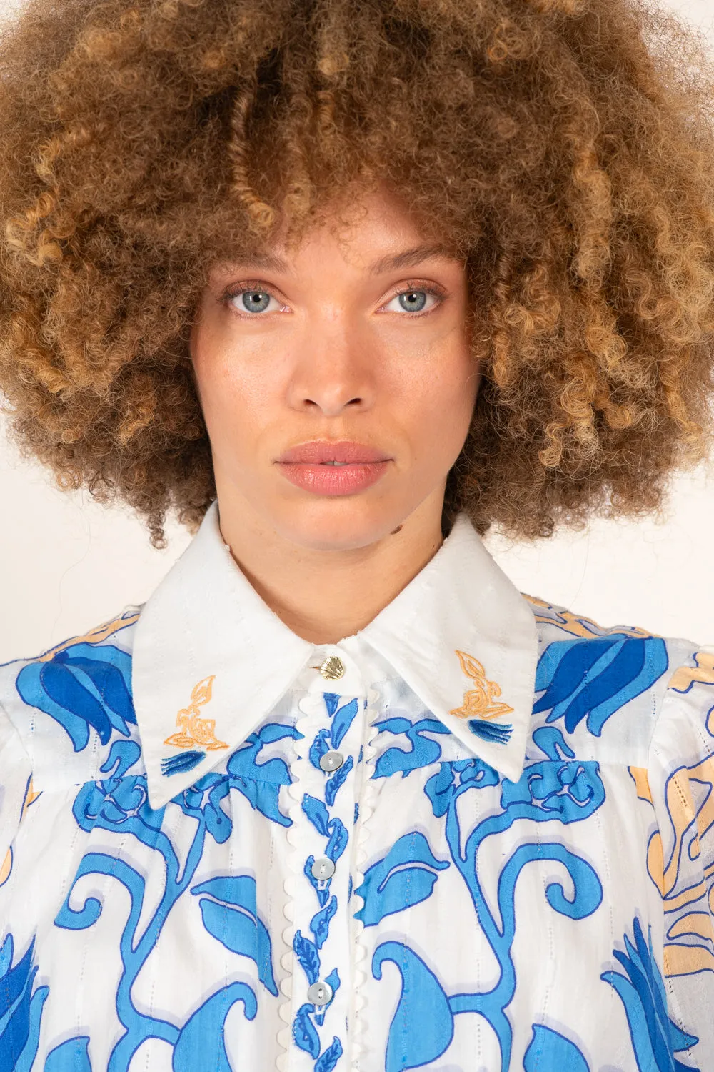 Mini Dress Conti - White Blue Ritual sold by Poupette St Barth product image thumbnail 4