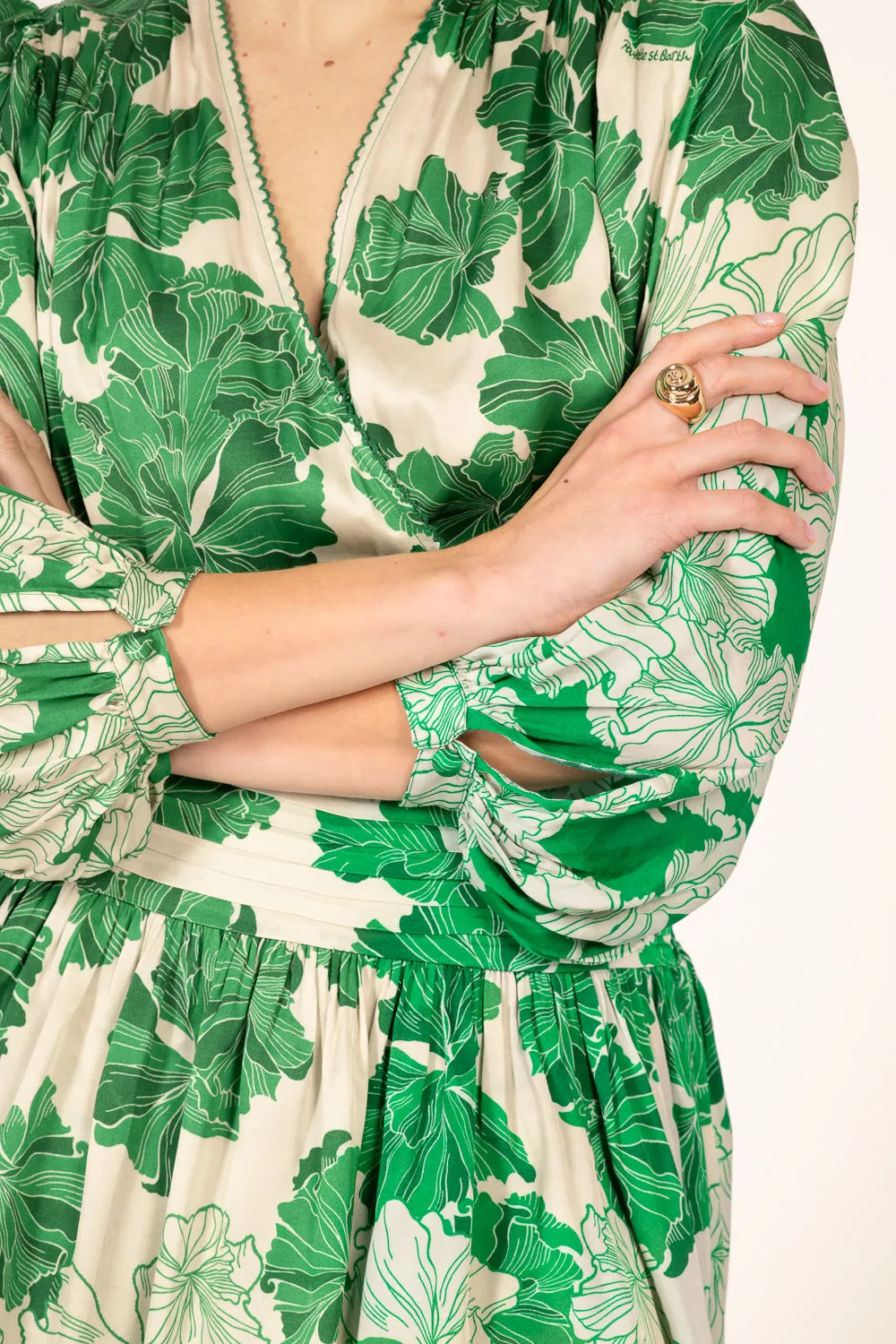 Mini Dress Colleen - Green Flower Bunch sold by Poupette St Barth product image thumbnail 5